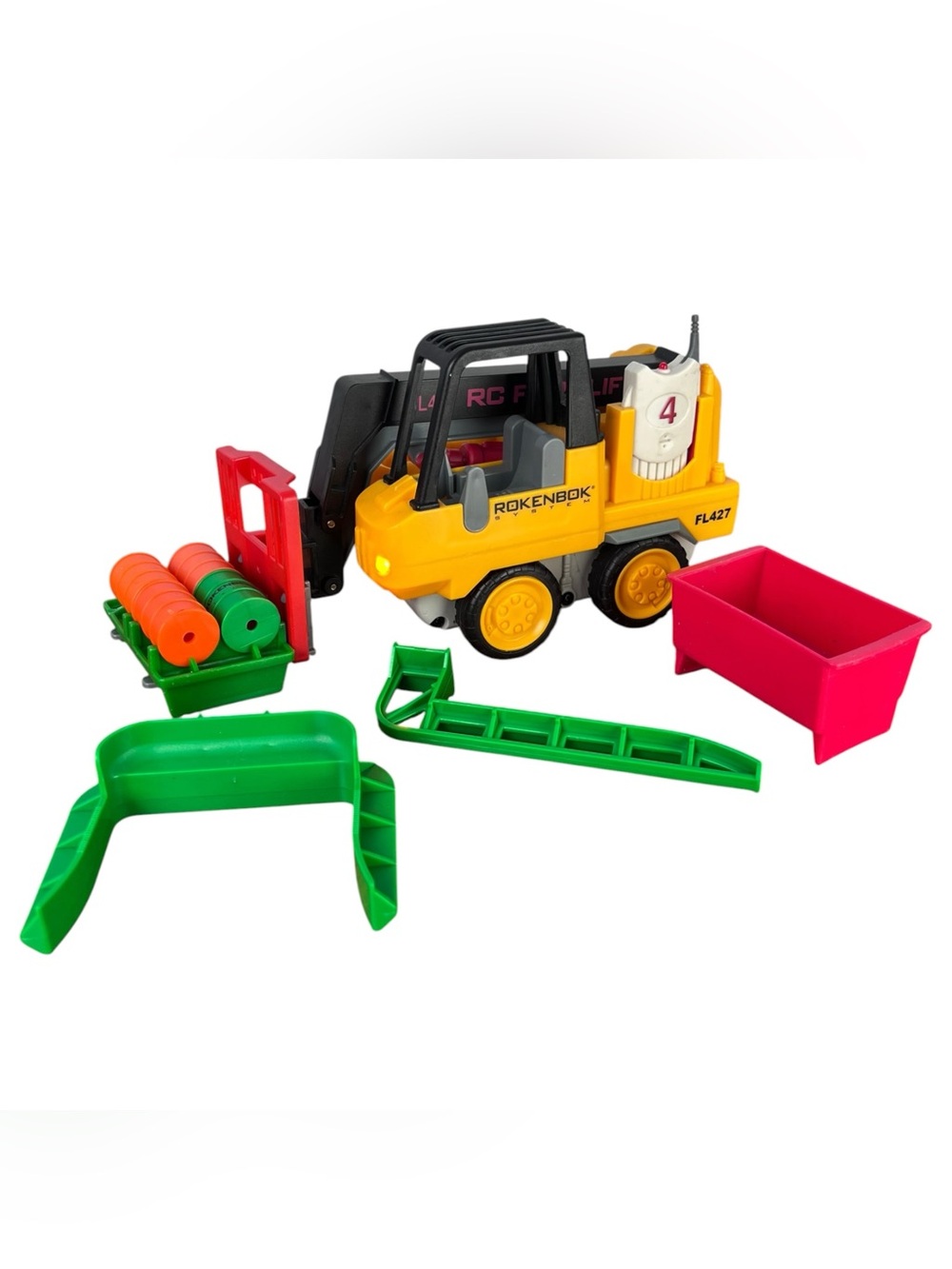 Rokenbok 1997 RC Forklift W/ Accessories/Attachments & Controller Cartridge